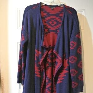 WOMENS AZTEC XL NAVY BLUE AND MAROON SWEATER